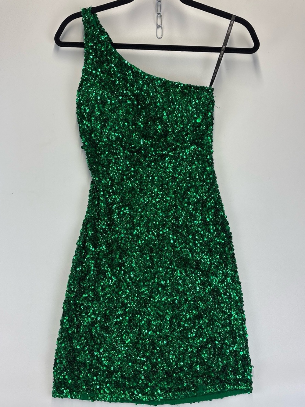 Sherri Hill sequin emerald green mini dress style 54403 size 00